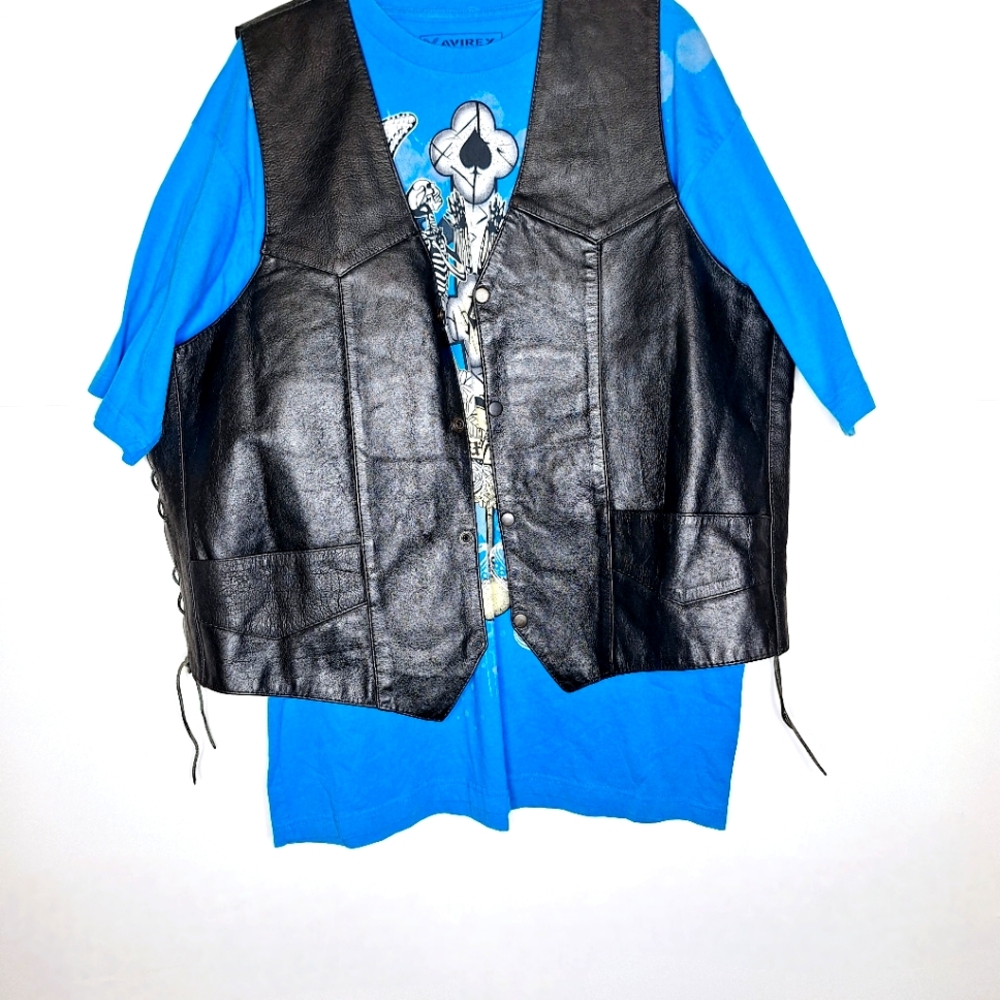 UNIK Brand "The Easy Rider" Large size Leather Biker Vest size 52 or 2XL.